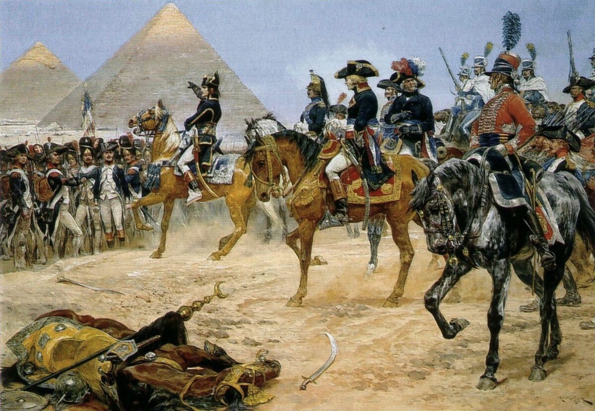 Вот этот товарищ... да-да, Наполеон Бонапарт... в своих мемуарах очень высоко оценивал конницу мамлюков, называл их "лучшими кавалеристами, которых  он видел". И приказывал своим войскам в Египте строить каре в шесть рядов - потому что неосторожно по-европейски построенные в три, и даже четыре ряда, каре бывали прорваны и истреблены конными мамлюками.
Так что еще в начале XIX века плотный строй был главным оружием пехоты против конницы... Рисунок: picturehistory.livejournal.com
