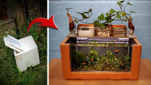 Easy to DIY aquarium And plant pot for your garden corner | Aquarium decoration ideas
