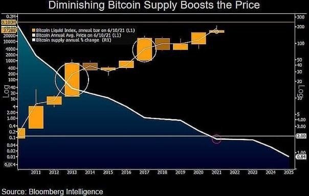 🚀 Bloomberg Intelligence: Bitcoin будет по $100 000  Специалисты отмечают, что эффект от недавнего халвинга никто не отменял — предложение первой криптовалюты снижается.