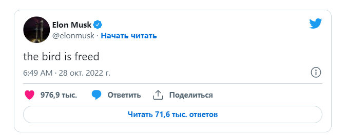 Скриншот:  Elon Musk/twitter