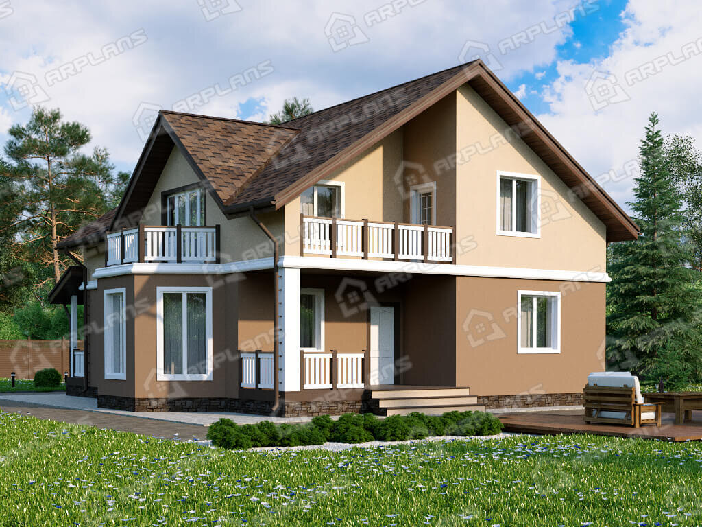 Дом из газобетона с балконом