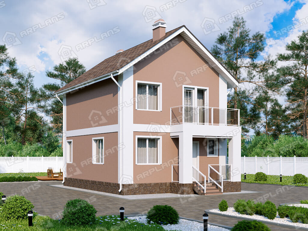 План двухэтажного дома с 4 спальнями и котельной