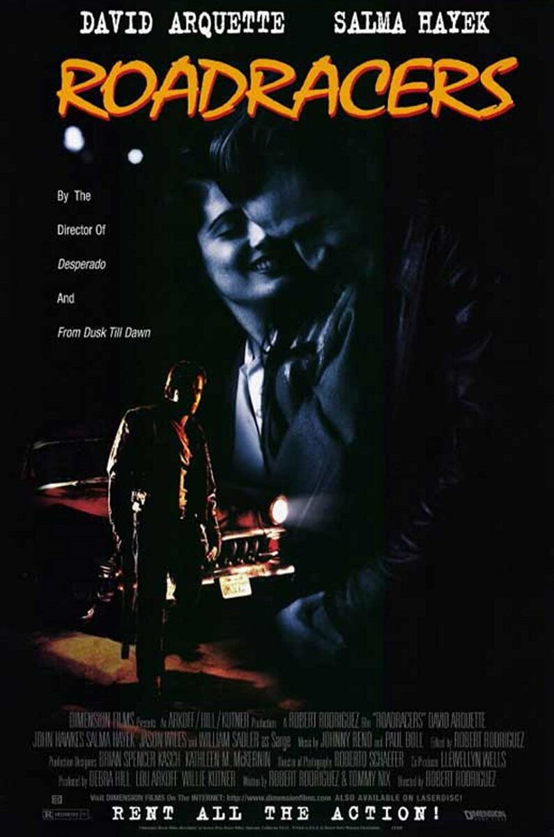 Обложка DVD с фильмом «ГОНЩИКИ» ("Roadracers") 1994 - Spelling Films / Metropolitan