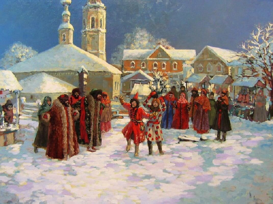 Васнецов. Скоморохи в Древней Руси. 