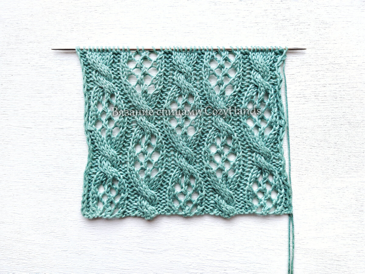 Несложный ажурный узор для вязания пуловеров, палантинов