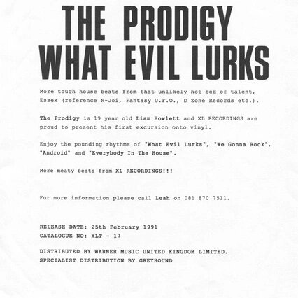 Пресс-релиз звукозаписывающей компании XL Recordings о выходе первого мини-альбома The Prodigy. Так началась история!