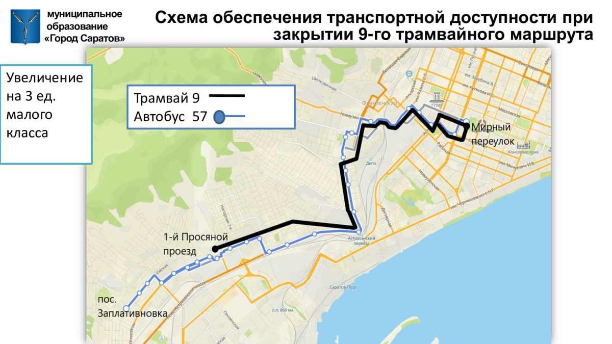 План маршрута скоростного трамвая в саратове