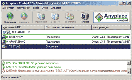 Control 3. Anyplace Control 3.3. Программа для управление локальными ПК. Anyplace Control 5.4. Что делают утилиты удаленного администрирования.