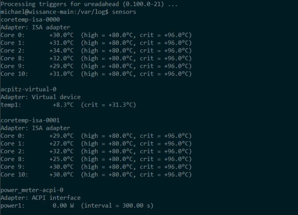 Температура в норме (утилита lm-sensors)