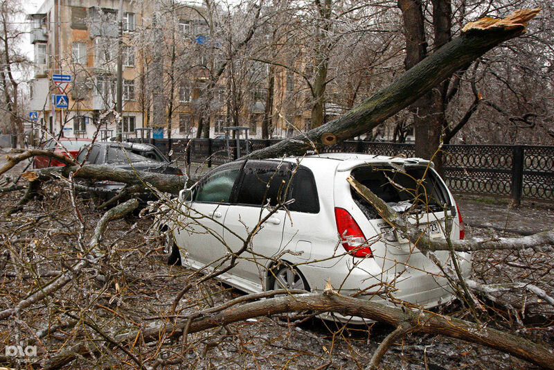 Вот так от ледяного дождя ломались деревья и машины. Фото взял на сайте yuga.ru