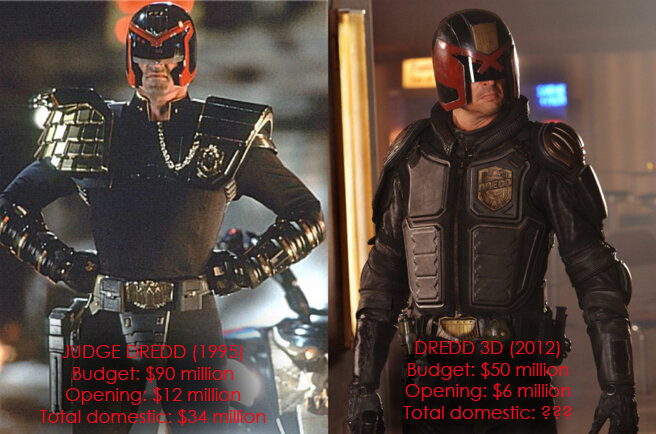 Сильвестре Сталлоне и Карл Урбан в роли "Судьи Дредд" .