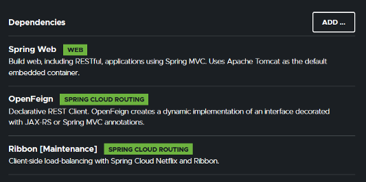 Spring Initializr  —  добавление зависимостей