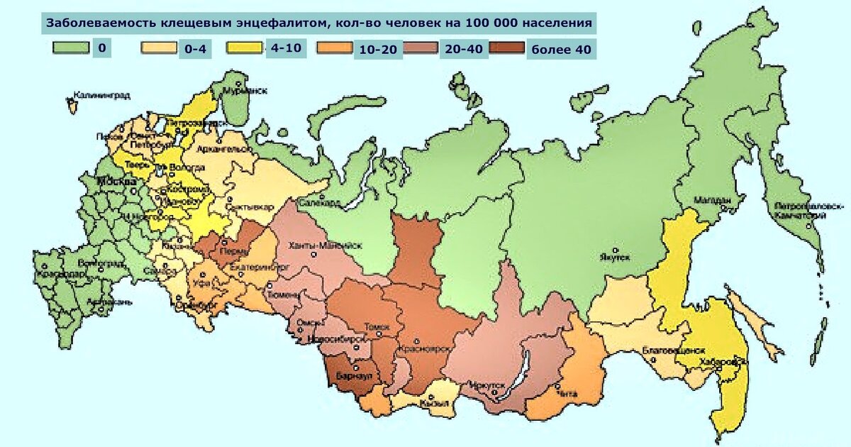 Карта заражения клещами в московской области