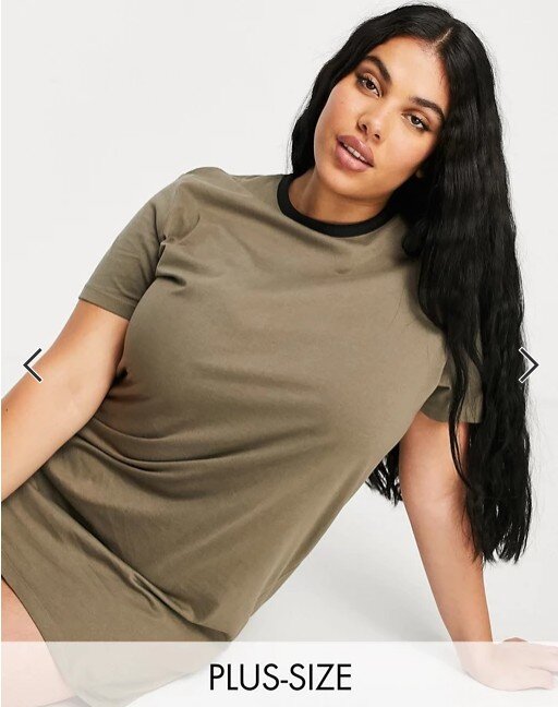 Платье-футболка цвета хаки  Brave Soul Plus скрин с asos