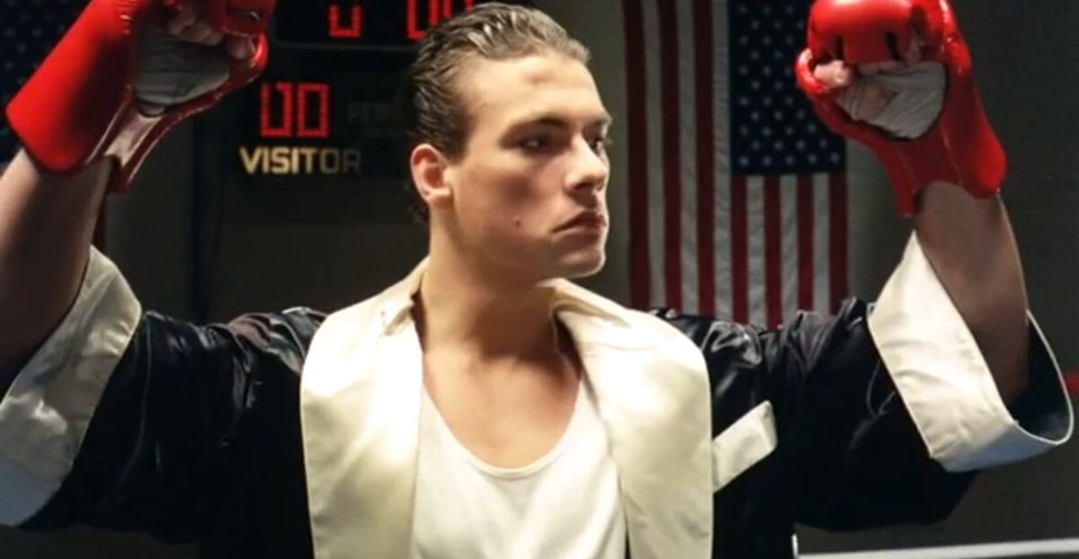 Жан-Клод Ван Дамм в фильме "Не отступать и не сдаваться", 1986 г., режиссер Кори Юэнь, сценаристы Кит У. Стрэндберг, Нг Сиюэнь, Кори Юэнь, композитор Пол Гилрит. Скриншот кадра 