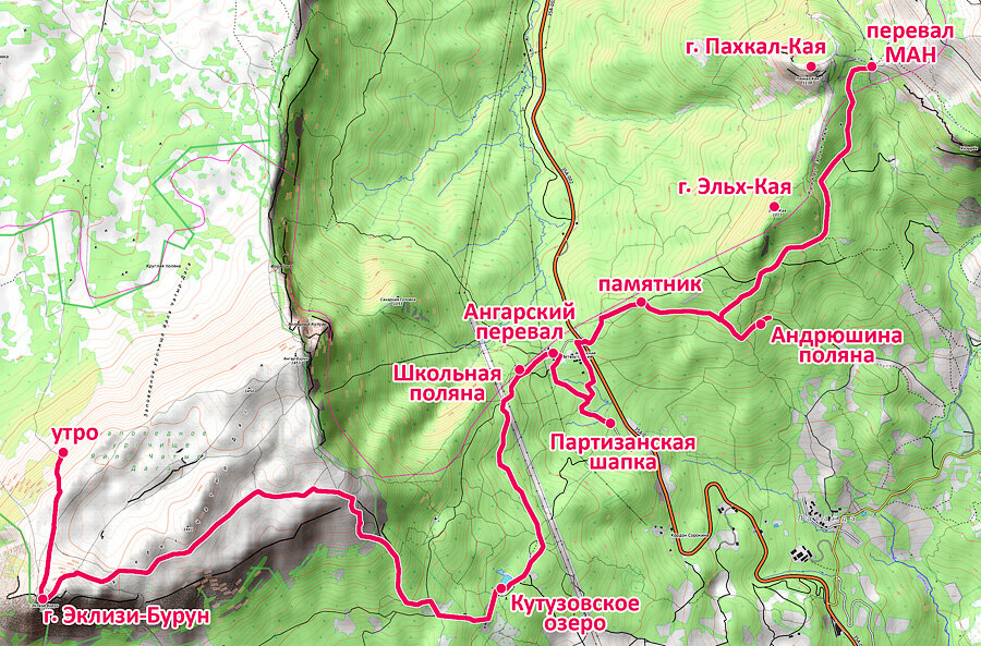 Погода ангарский перевал крым на 3. Ангарский перевал в Крыму на карте. Маршрут Ангарский перевал Эклизи Бурун. Эклизи Бурун на карте. Гора Эклизи Бурун Крым на карте.