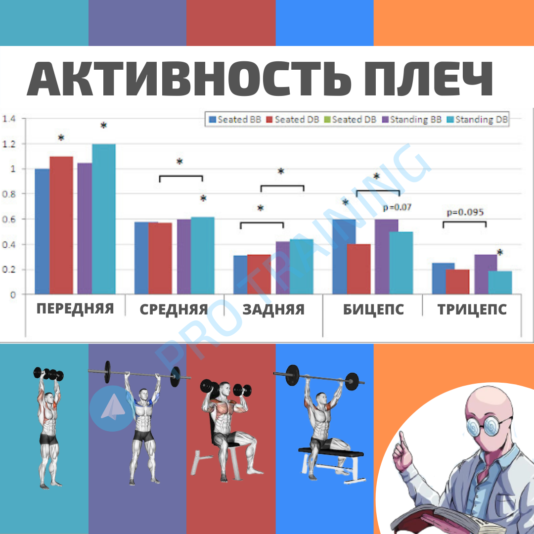 Разными цветами выделены упражнения из графика