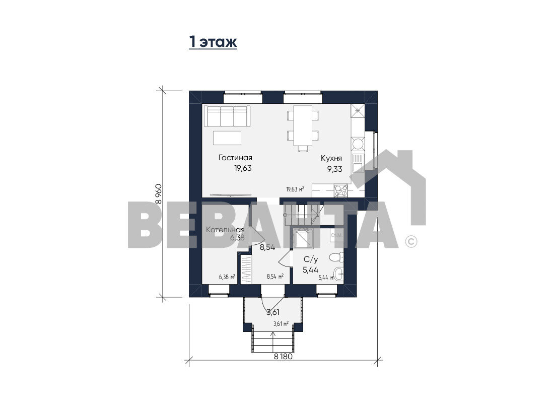 План 1 этажа проекта дома Анжелика