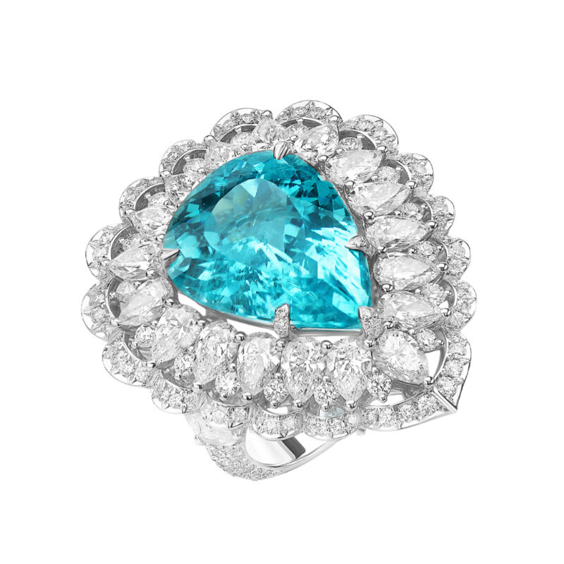 Кольцо Chopard High Jewellery из белого золота с бриллиантами и турмалином Параиба