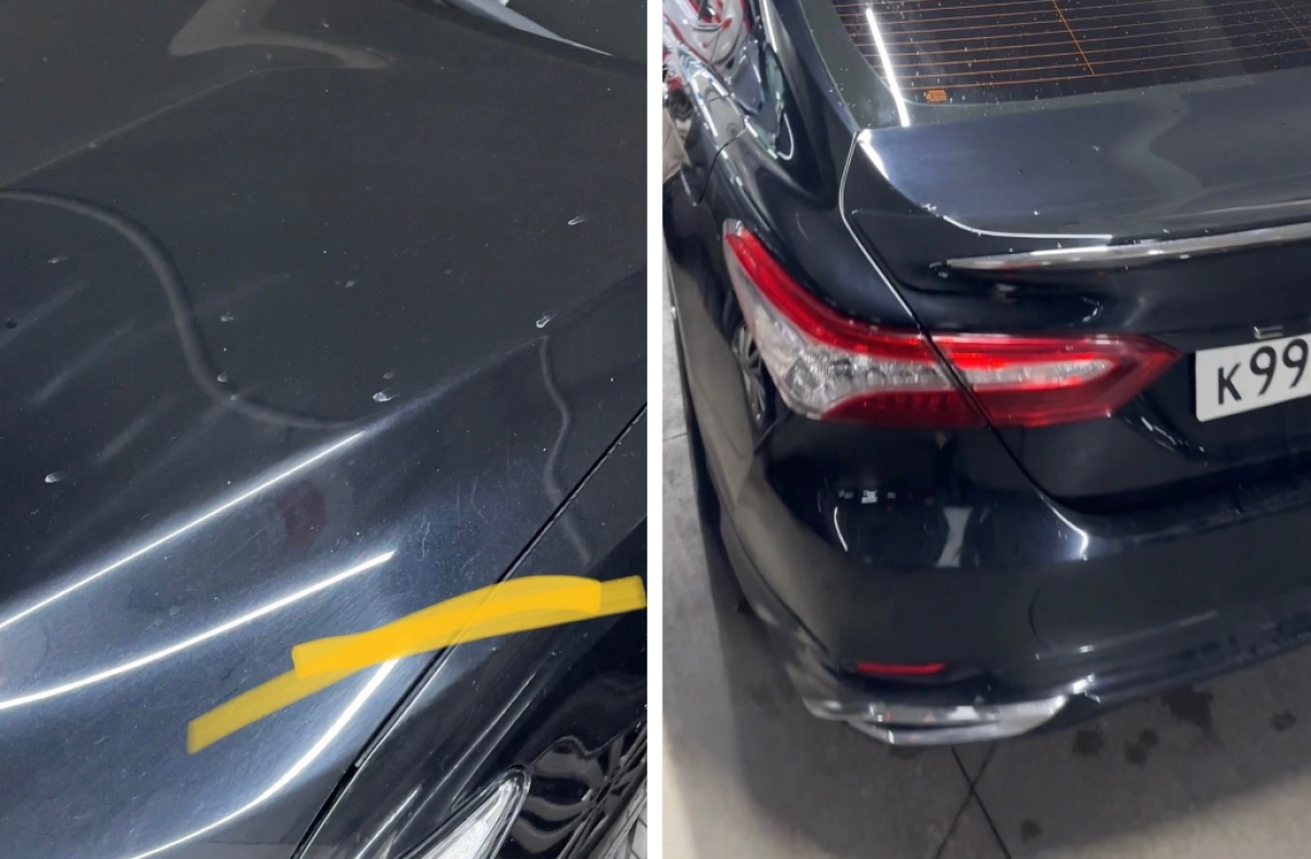    В Новосибирске строители моста через Обь облили машину несмываемой краской