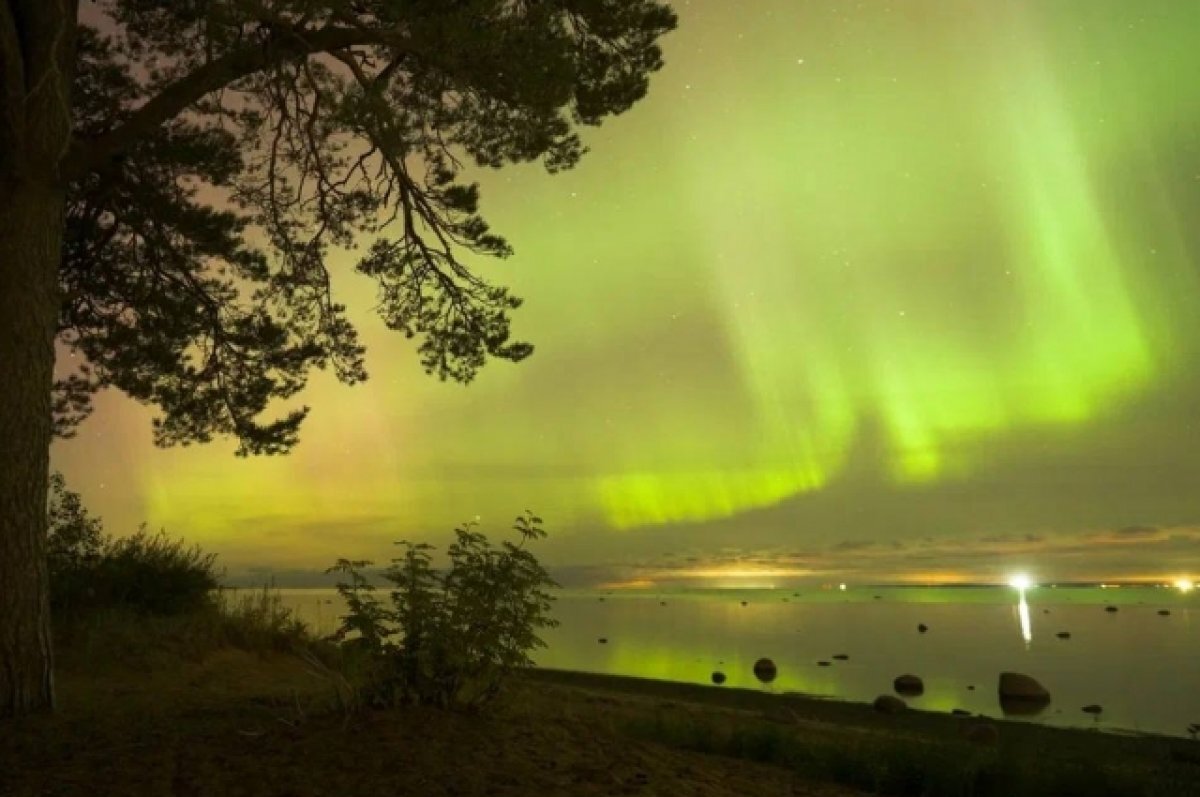    Мощнейшее северное сияние полыхало над Ленобластью в ночь на 19 сентября