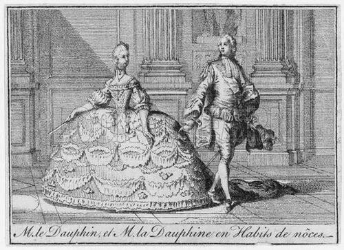 Дофин и Дофина в свадебных нарядах, гравюра 1770г.