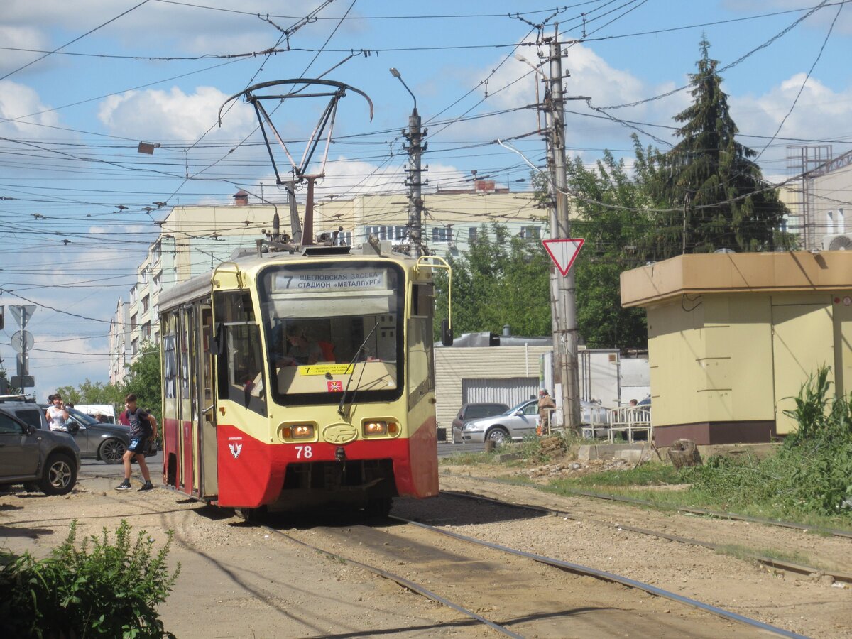 Трамвайный вагон 71-619КТ № 78 на ул. Плеханова 