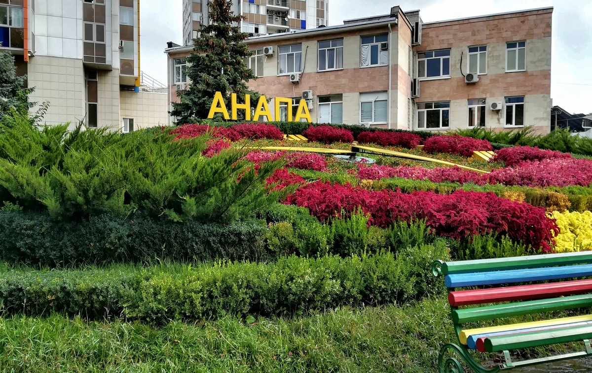 Цветочные часы с надписью на улице Ленина.