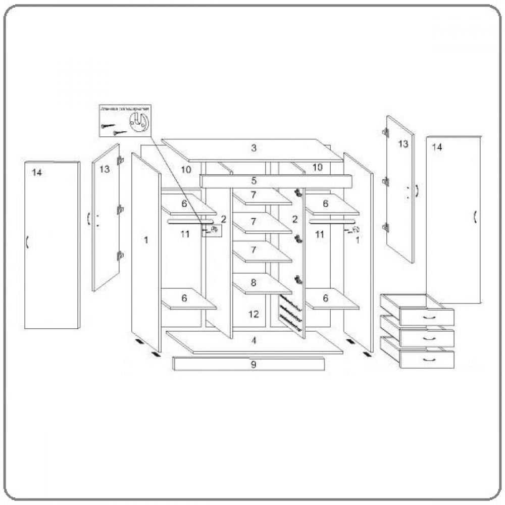 Как собрать трехдверный шкаф