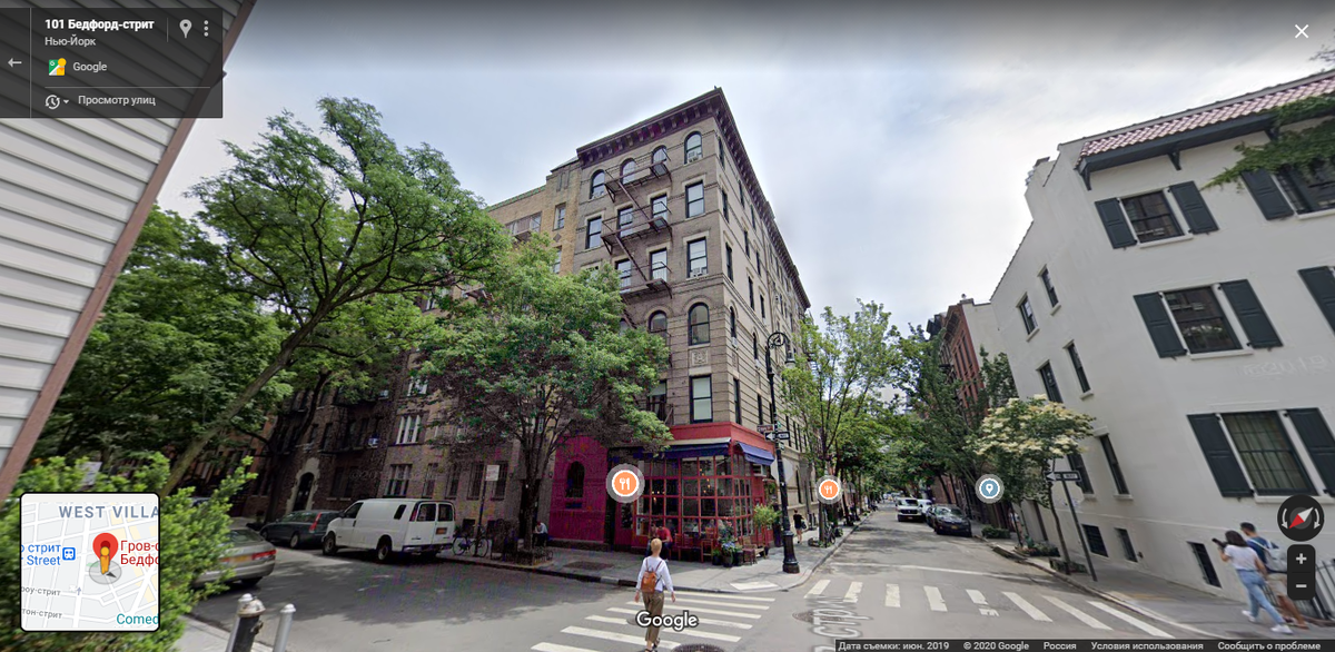 Grove St & Bedford St - Скриншот из Google Maps