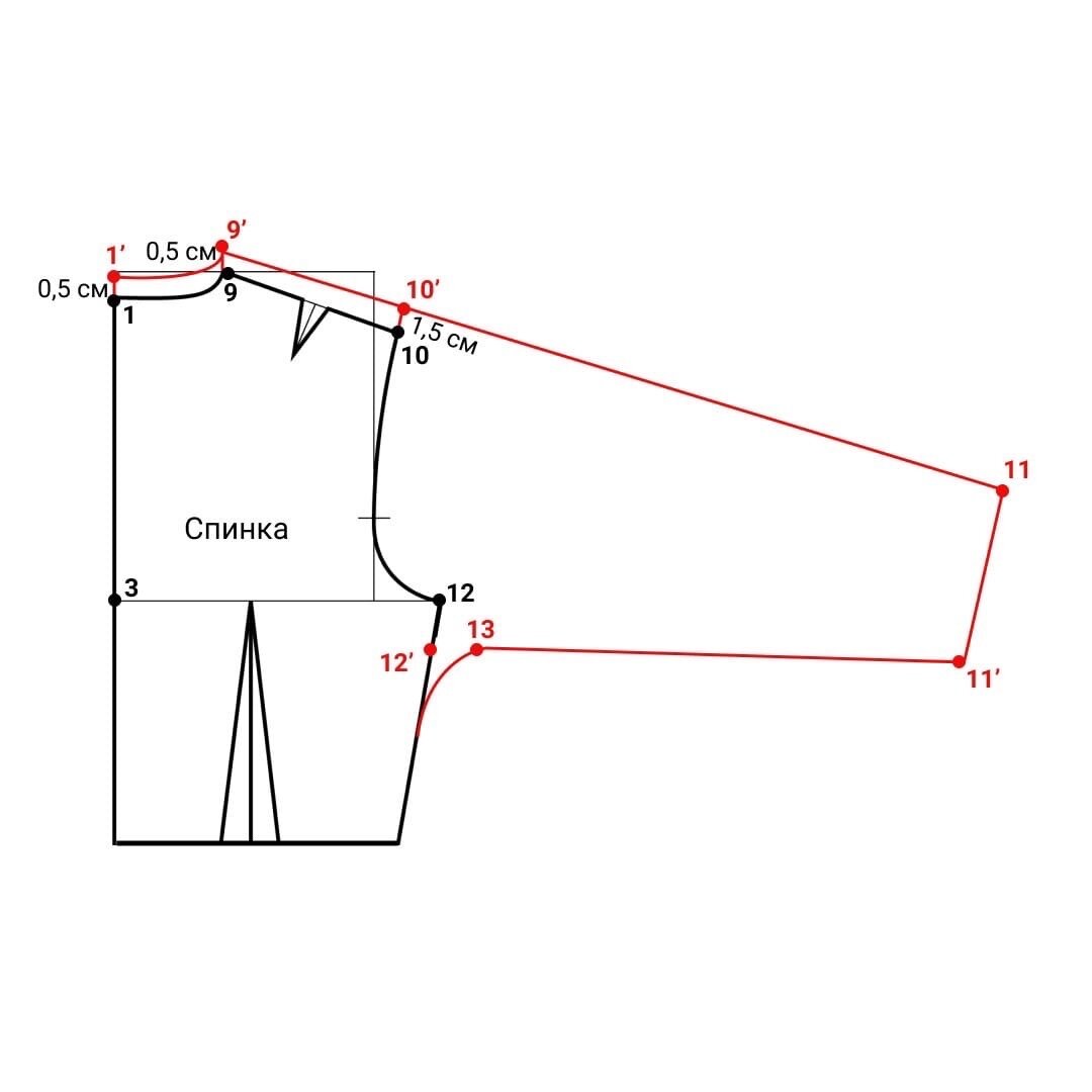Цельнокроеный длинный рукав Построение выкройки