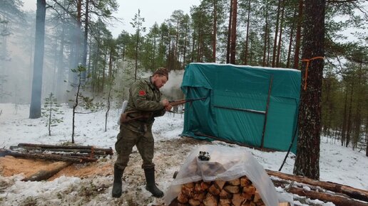 Что случилось возле балагана. Выживание в лесу. Стройка в тайге. Укрытие на Болотном острове. Жилище отшельника.