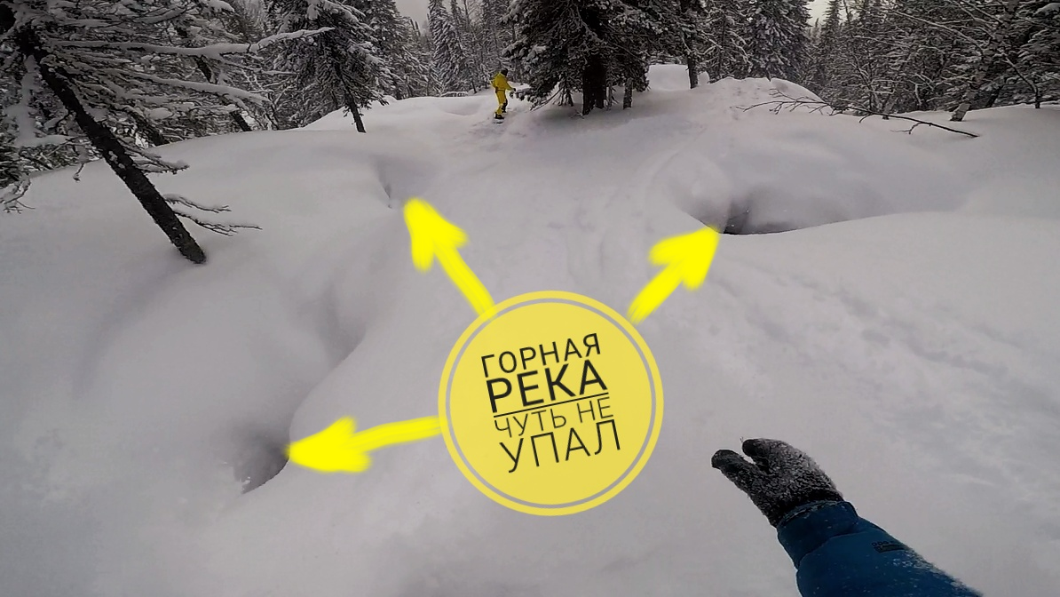 Ямы в снегу.