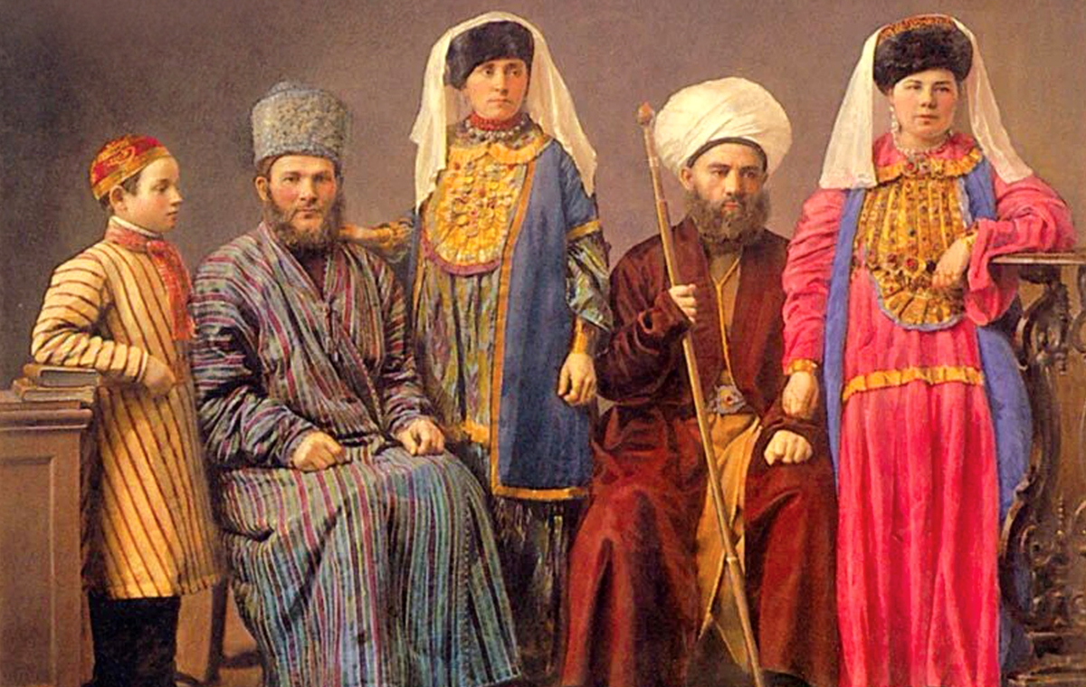 Нижегородские татары-мишаре. Худ. И.И.Шишкин по фото А.О.Карелина, 1870г.