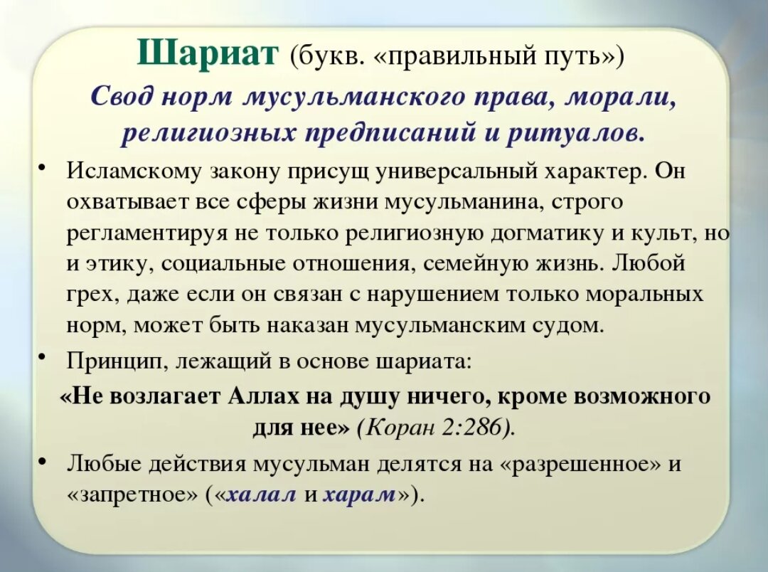 Правила ислама. Законы мусульманского права. Шариат это кратко.