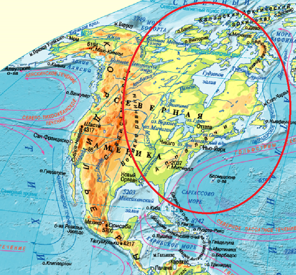 Где на карте находится северное. Физ карта Северной Америки. Физическая карта Северной Америки крупным планом. Физико-географическая карта Северной Америки. США на физической карте Северной Америки.