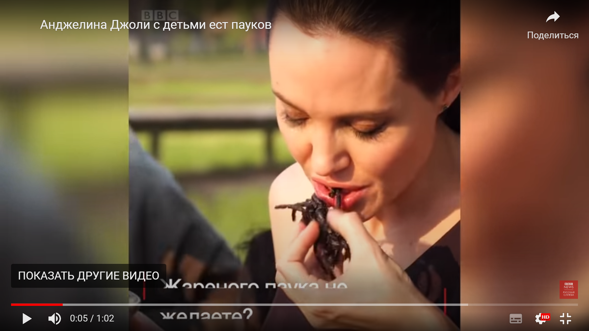ФОТО ТРАПЕЗЫ ПАУКАМИ КИНОЗВЕЗДЫ А.ДЖОЛИ. ПО ЛИЦУ ВИДНО, ЧТО ОНА НЕ МОЖЕТ СКРЫТЬ ОТВРАЩЕНИЕ ОТ ТАКИХ "ДЕЛИКАТЕСОВ"/источник свободный.