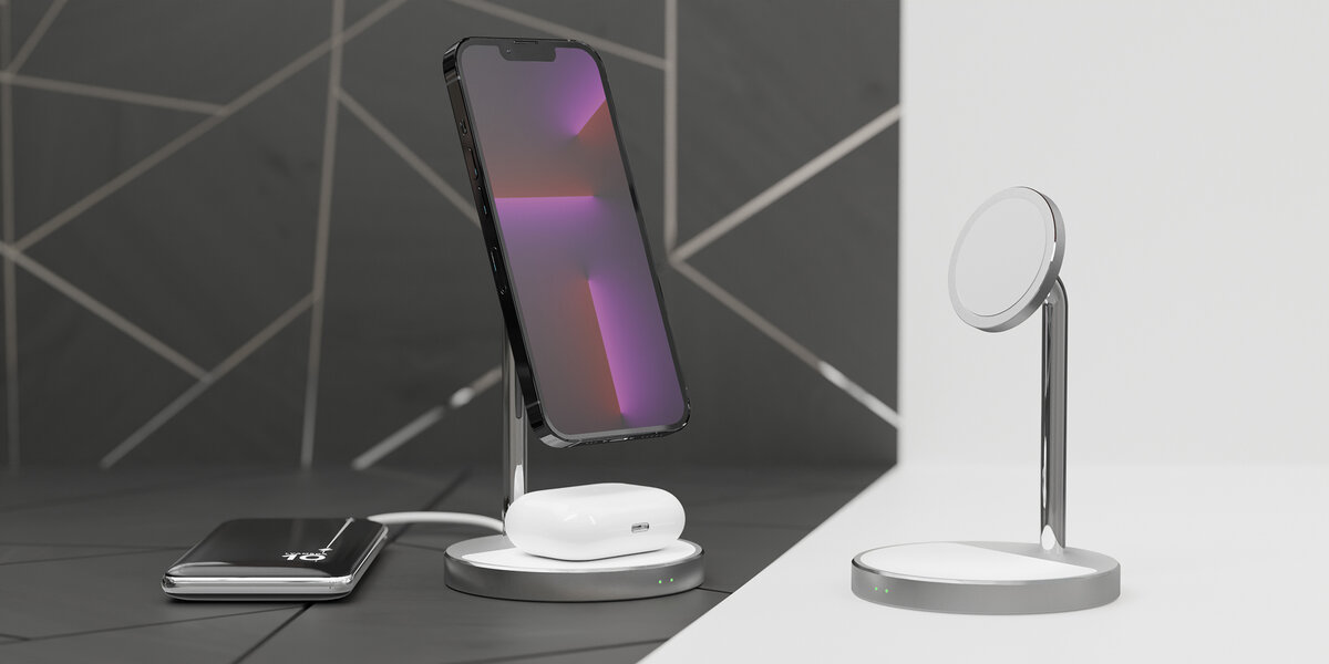 Модель магнитной беспроводной зарядки LWI10 2 в 1 от LYAMBDA