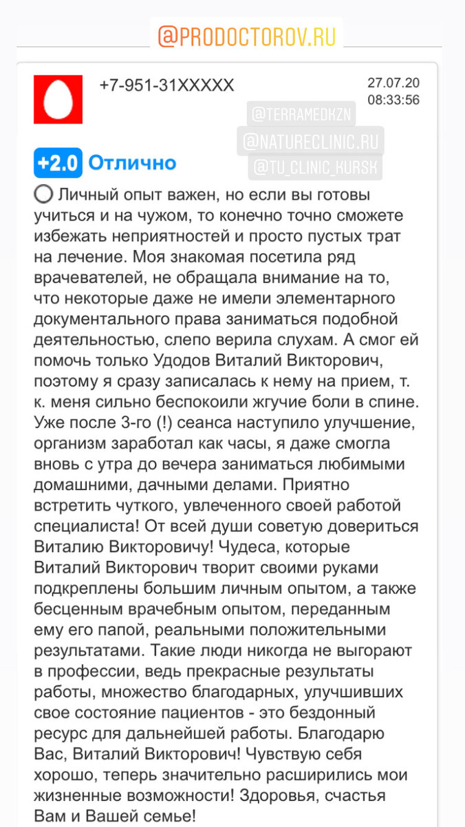 Отзыв о работе Удодова ВВ