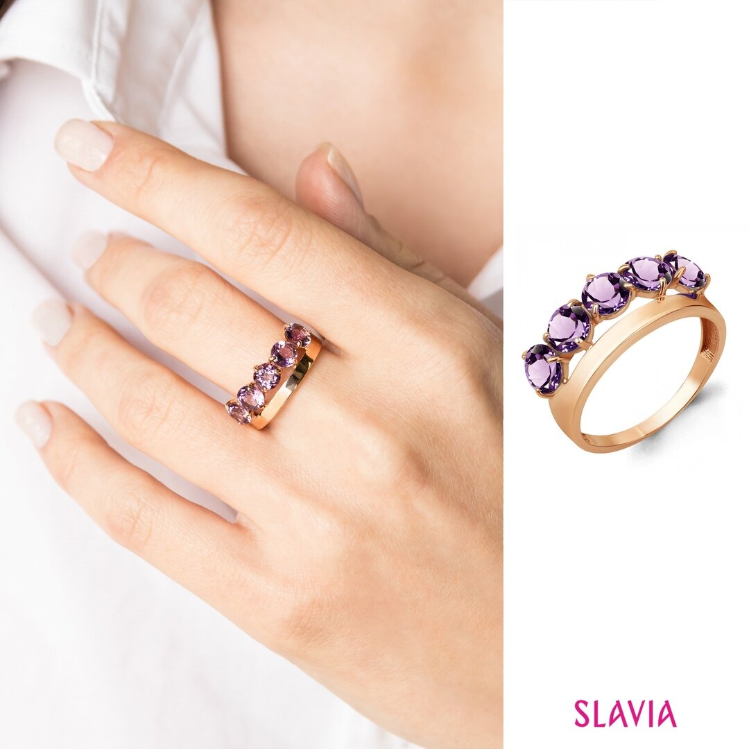 Золотое кольцо с аметистом (арт. 6905504)