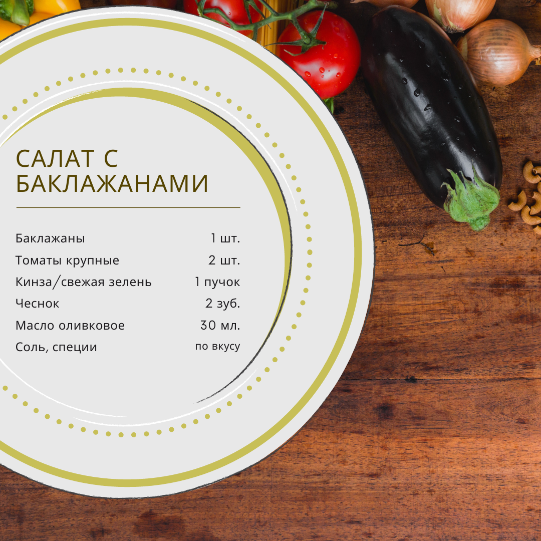Салат с баклажанами. Ингридиенты.