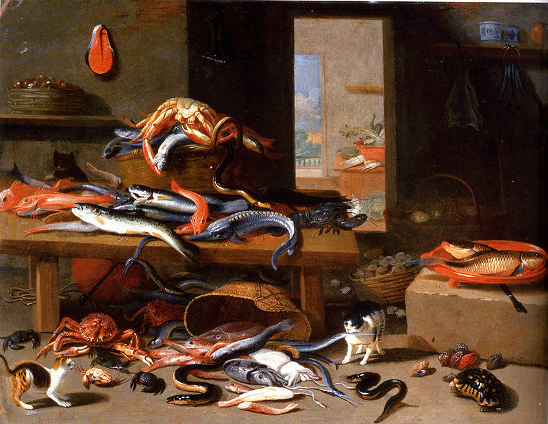 Stilleven met vissen, Jan van Kessel, 1654 