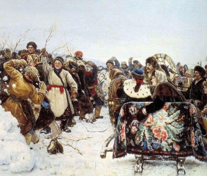 Фрагмент картины В. Сурикова "Взятие снежного городка", 1891 год