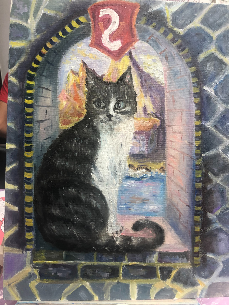 Портрет кота рисовала я. Кот не из рассказа, но все равно красавец. 