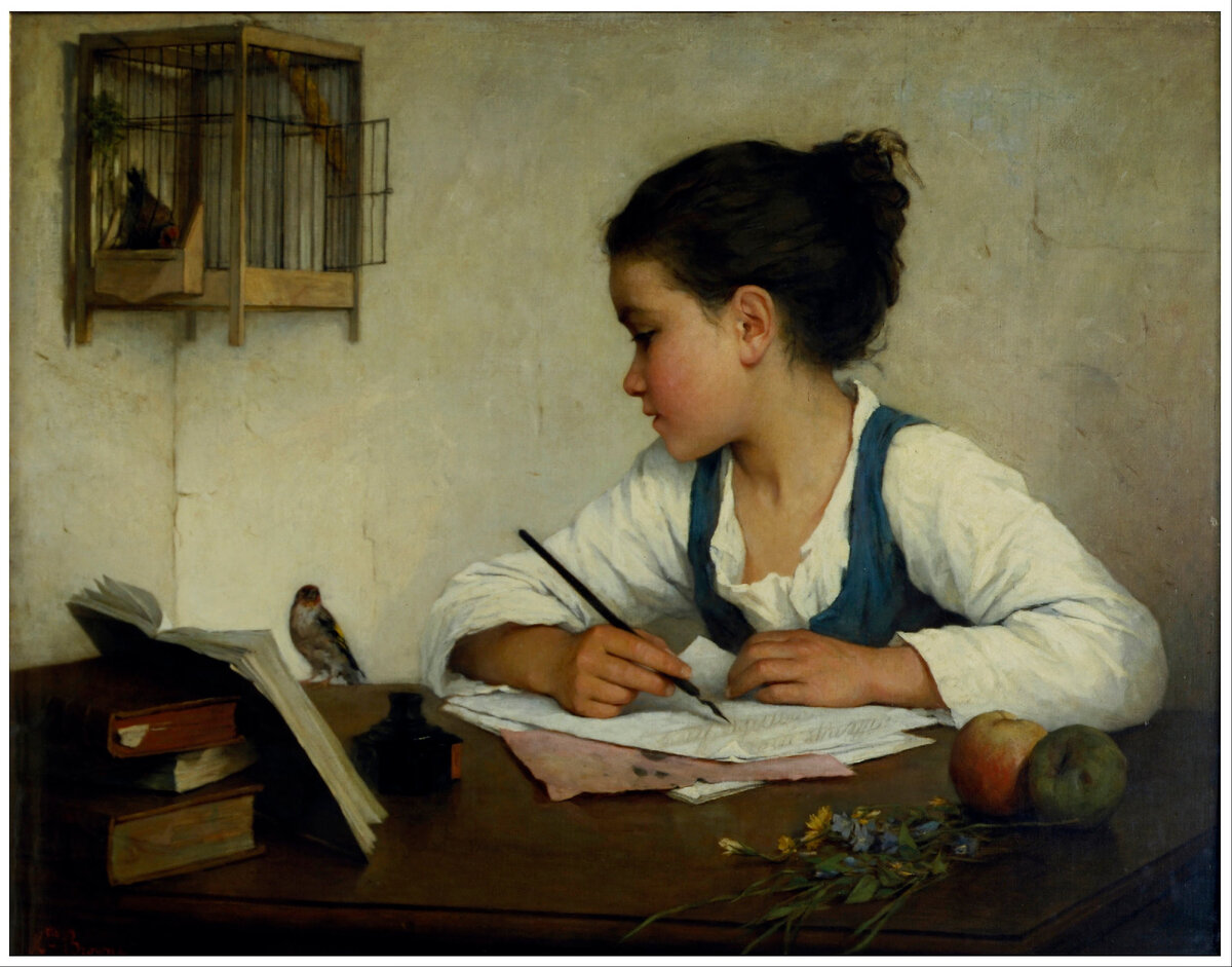 Генриетта Браун "Девочка и птичка", 1860