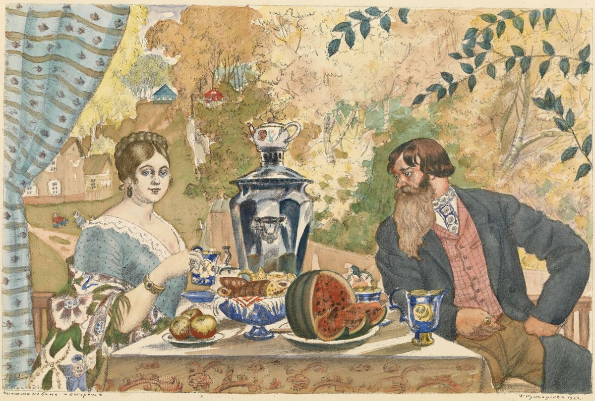 Борис Кустодиев.  Купец и его жена.