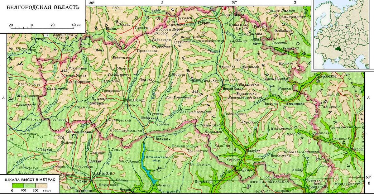 Карта белгород области подробная с городами и селами
