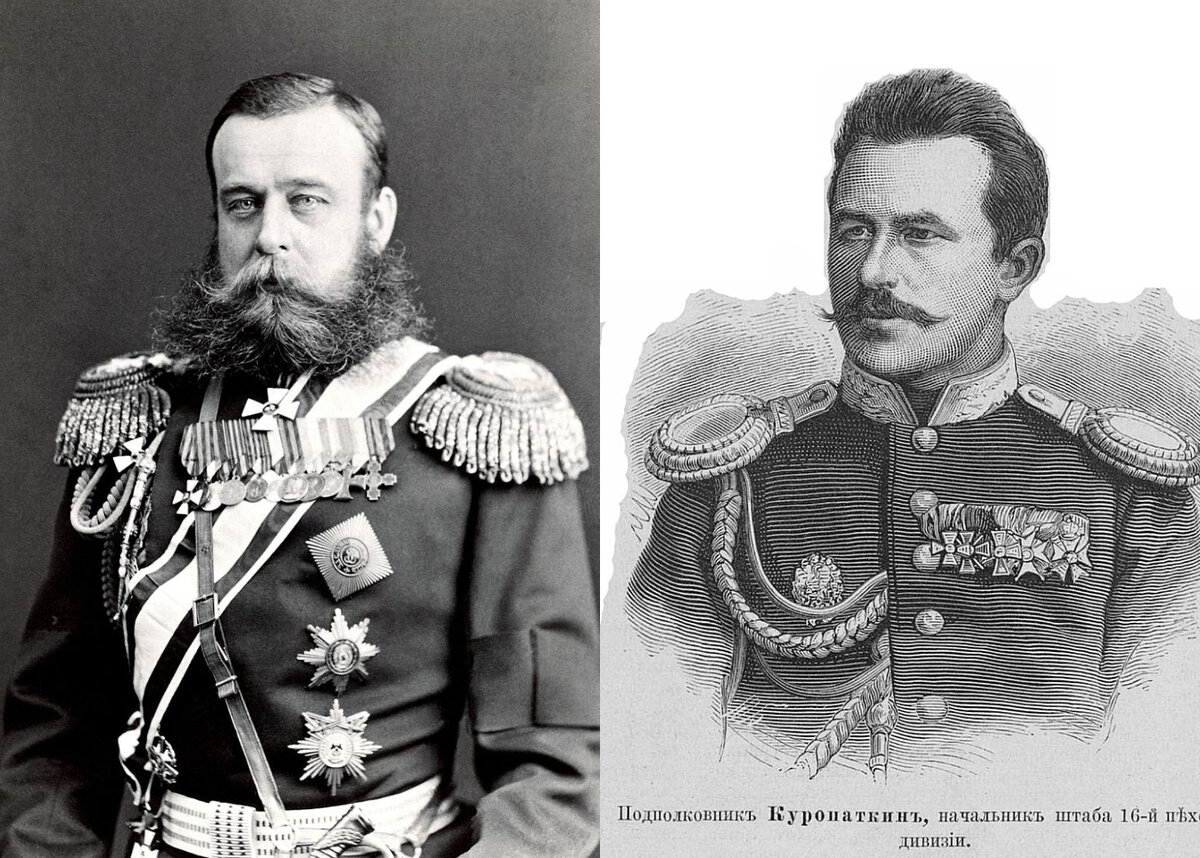 Михаил Дмитриевич Скобелев (1843 — 1882) и молодой Алексей Николаевич Куропаткин.