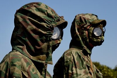   Военнослужащие специальных войск радиационной, химической и биологической защиты Вооруженных сил Российской Федерации (РХБЗ ВС России) ©Виталий Аньков РИА Новости