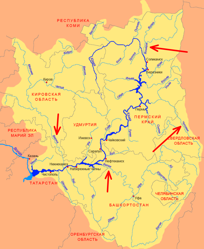 Притоки Камы, взято с Яндекс.Картинки